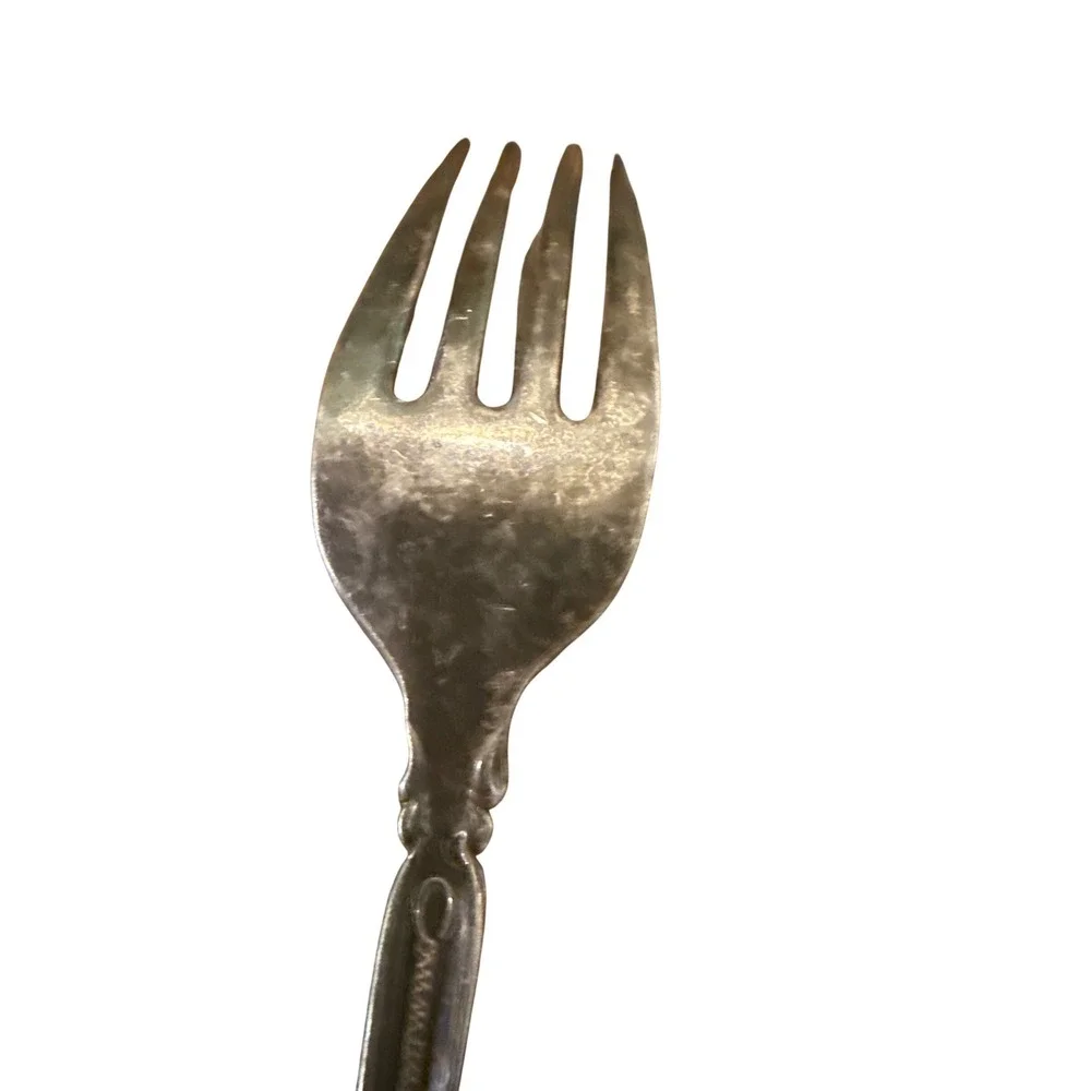 Community Silverplate 4 Tined Fork‎ Vintage Ornate Floral Design MCM Patina